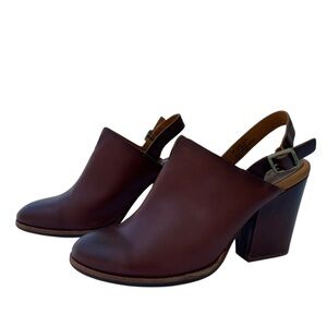 Kork-Ease Women's Janelle Burnished Leather Slingback Heeled Clogs Sz. 10